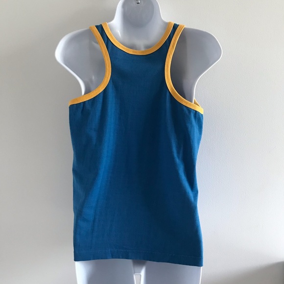 NWOT Mambo Women’s Blue & Yellow 100% Cotton Jersey Summer Festival Tank Top Y2K - Picture 3 of 14